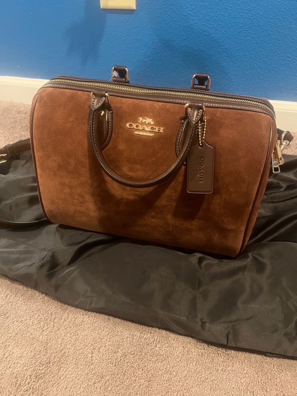 Coach Rowan Suede Satchel Bag in Brown